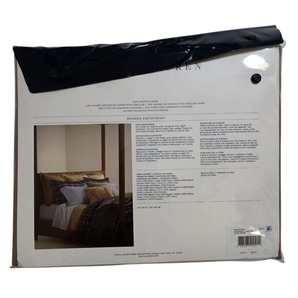 Ralph Lauren Cromwell Modern Equestrian European Sham Camel Quilted 26x26 NEW - Picture 3 of 5